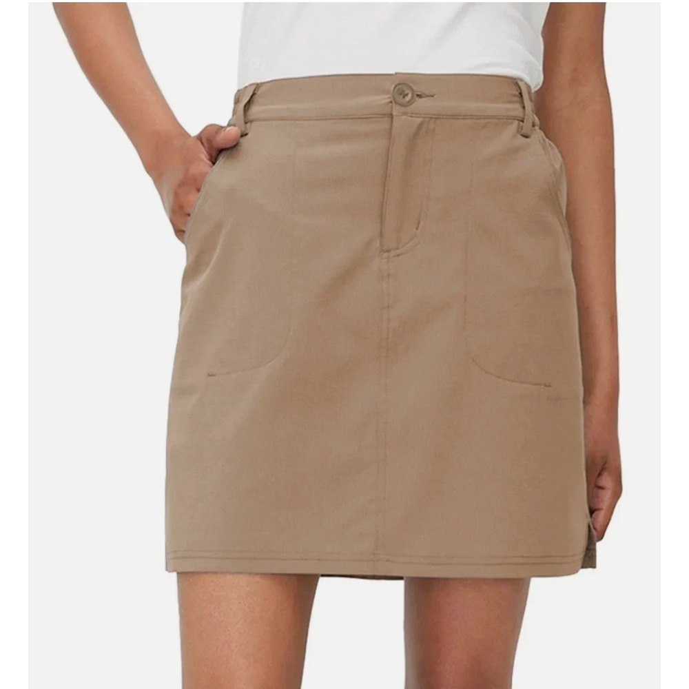 Tilley Trek Skirt Skort Tan Small Built In Shorts Elastic Waist Stretch 1886323